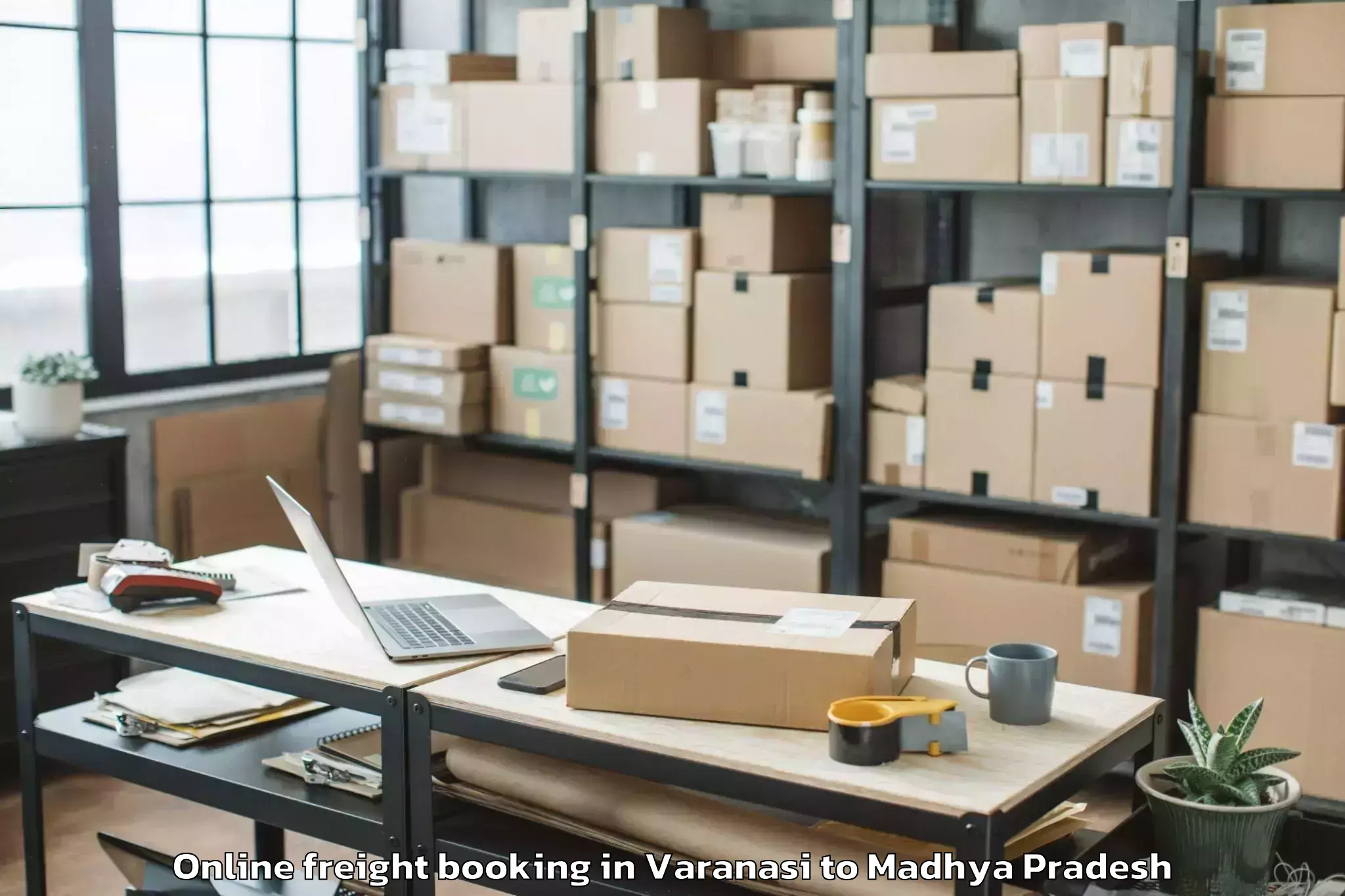 Quality Varanasi to Khilchipur Online Freight Booking